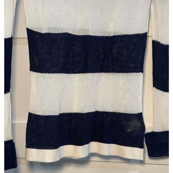 Tommy Bahama Long Sleeve Netting Knit Cover Up Stripe Blue Women's Teen Size XS - Picture 11 of 12